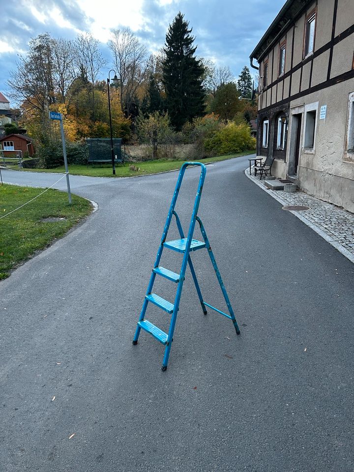 Alte Metallleiter, Leiter mit 4 Stufen, Heimwerken, Klappleiter in Strahwalde