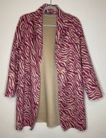 Damen Long Blazer Waschleder Imitat Zebra Print Creme Beere Saarland - Homburg Vorschau