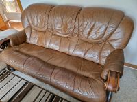 Couch plus 2 Sessel, echt Leder Holz braun Sofa Wohnzimmer Parchim - Landkreis - Sukow Vorschau