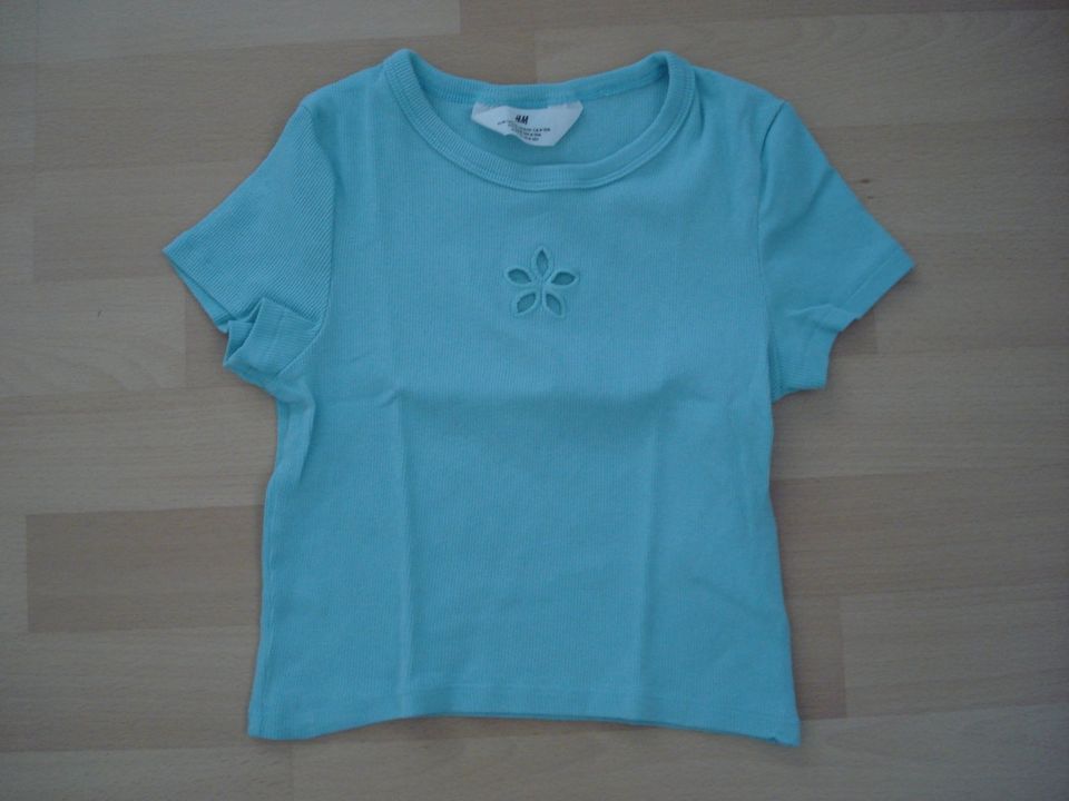 Mädchen T-Shirt - H&M - Gr. 134/140 - mintgrün Blüte Blume in Waldkirch