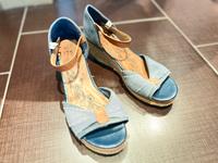Sandalen mit Keilabsatz in blau/ braun Gr.40 Thüringen - Eisenberg Vorschau
