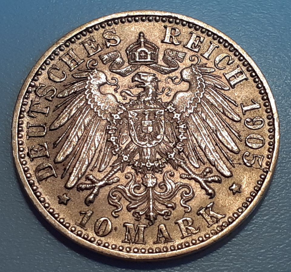 Goldmünze von 1905 in Hamburg