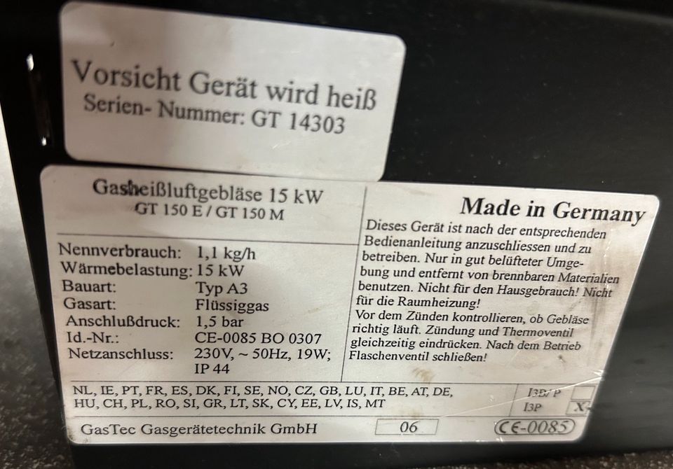 Gasheißluftgebläse 15 kW gebr. in Weiler bei Bingen