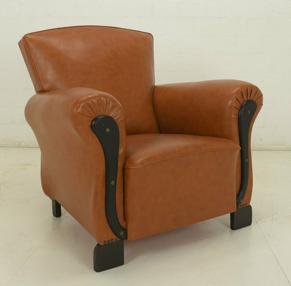 ANTIK! Paar Club Sessel Art Déco um 1940 Lounge Chairs Kunstledersessel zwei 2 F-1203 in Lüdinghausen