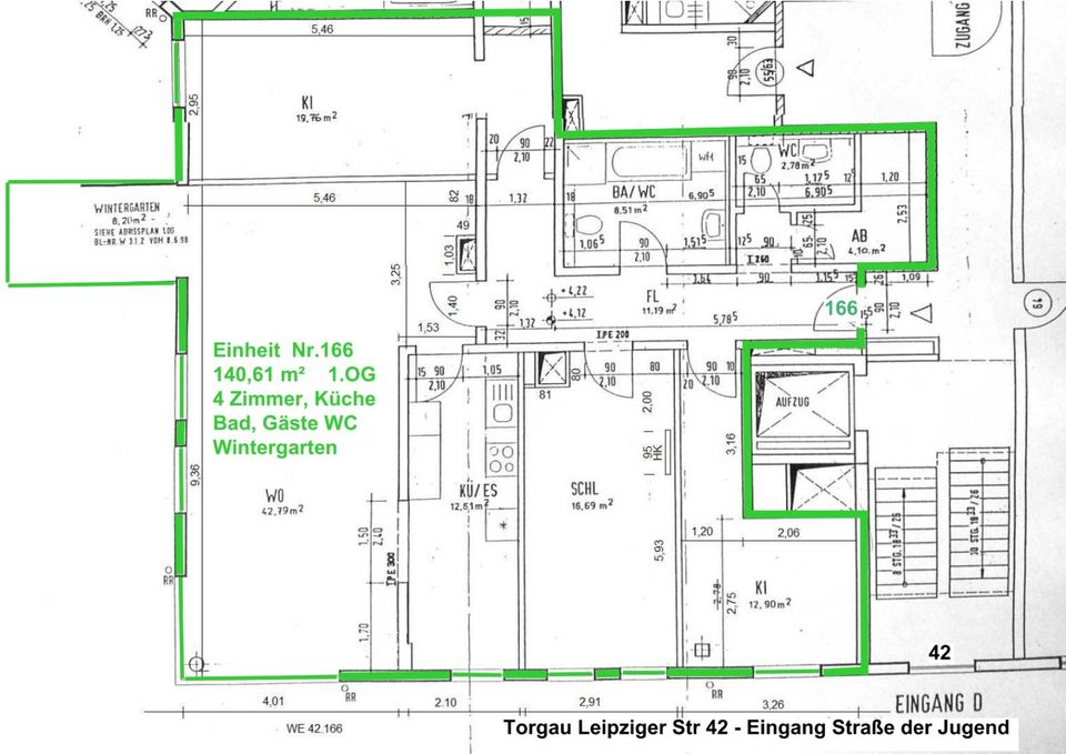 Großzügige 4,5 Zimmer Wohnung mit Glasveranda im Zentrum Torgau in Torgau