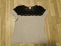 H&M T-SHIRT STREIFEN STRIPED SCHWARZ WEISS MIT SPITZE Berlin - Marienfelde Vorschau
