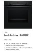 Backofen Bosch HBA4330B1 Carbon Black neu unbenutzt Sachsen - Lunzenau Vorschau