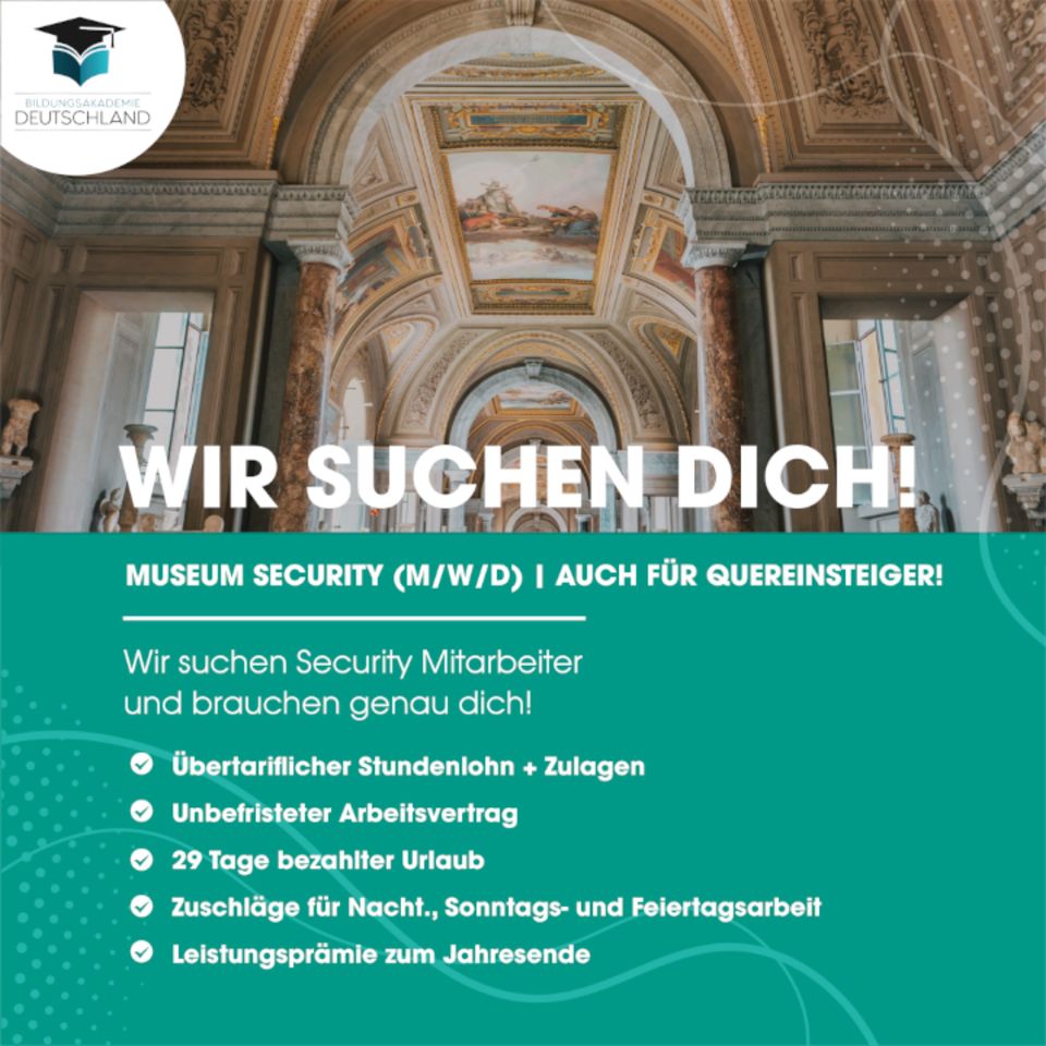 Security fürs Museum (m/w/d)!| AUCH für Quereinsteiger|job|security|quereinsteiger|sicherheitsmitarbeiter|vollzeit in Potsdam