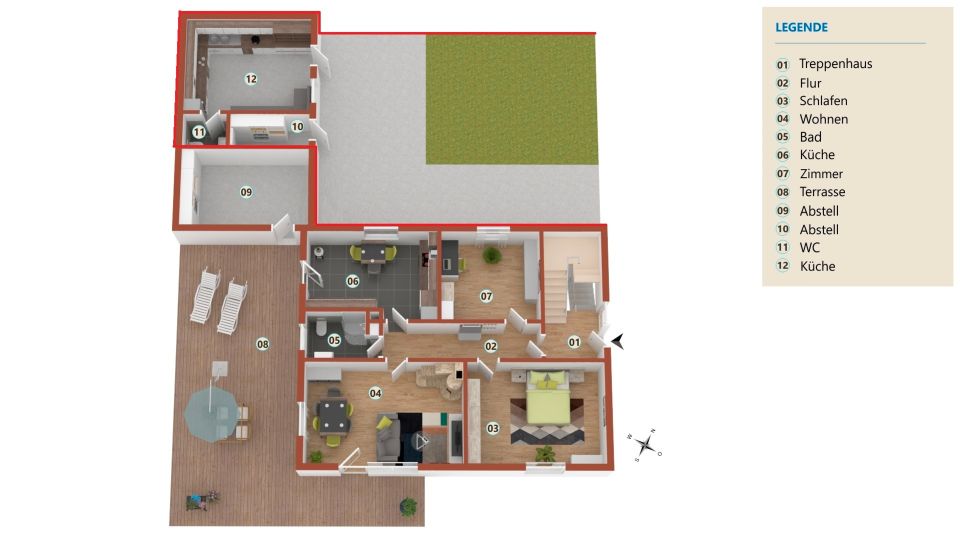 +++ 3-Zi.- Wohnung mit Kaminofen, EBK, Garage, Keller, Hobbyhaus und großem Außenbereich +++ in Lahr (Schwarzwald)