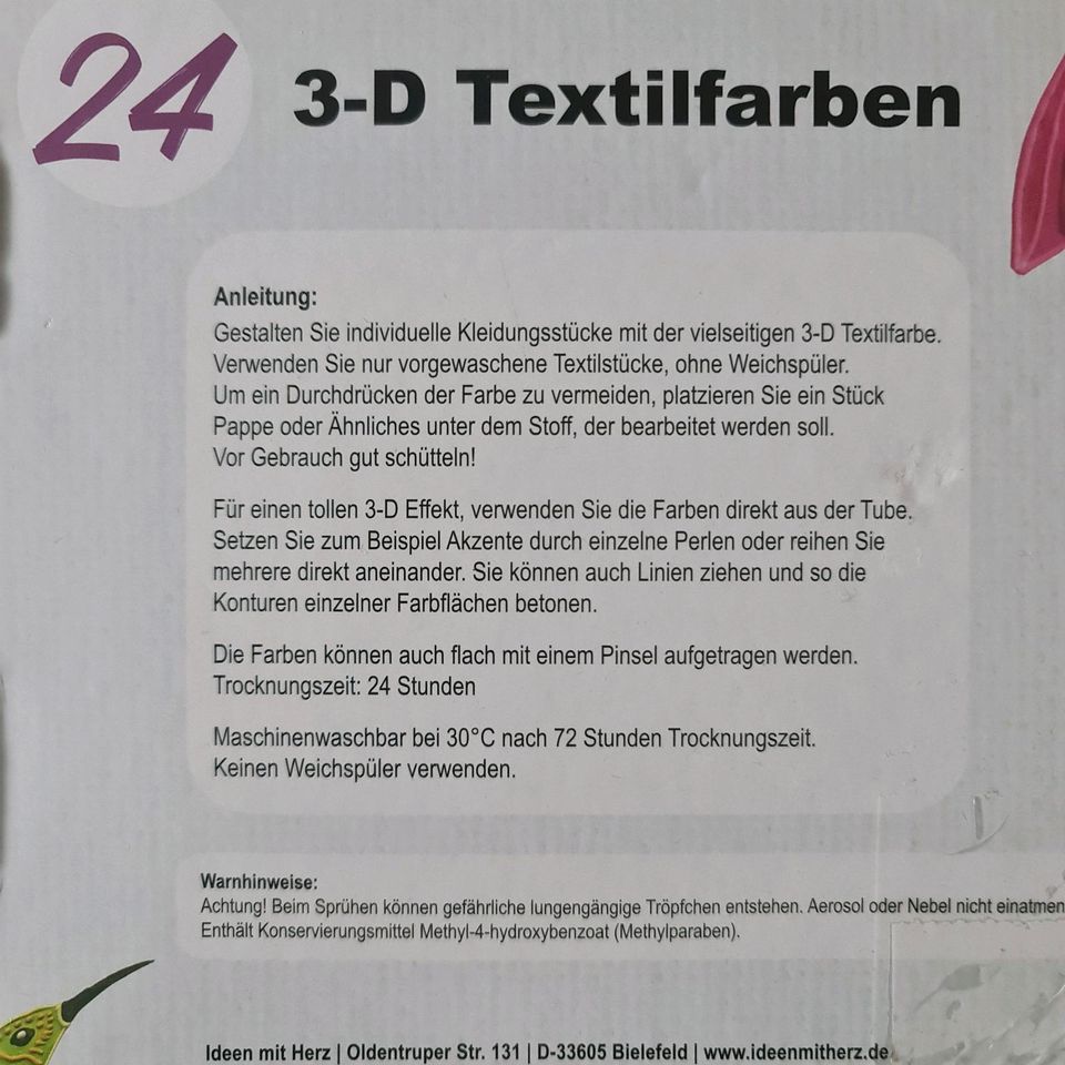 24x 3D Textilfarben Ideen mit Herz Jittenmeier in Hilden