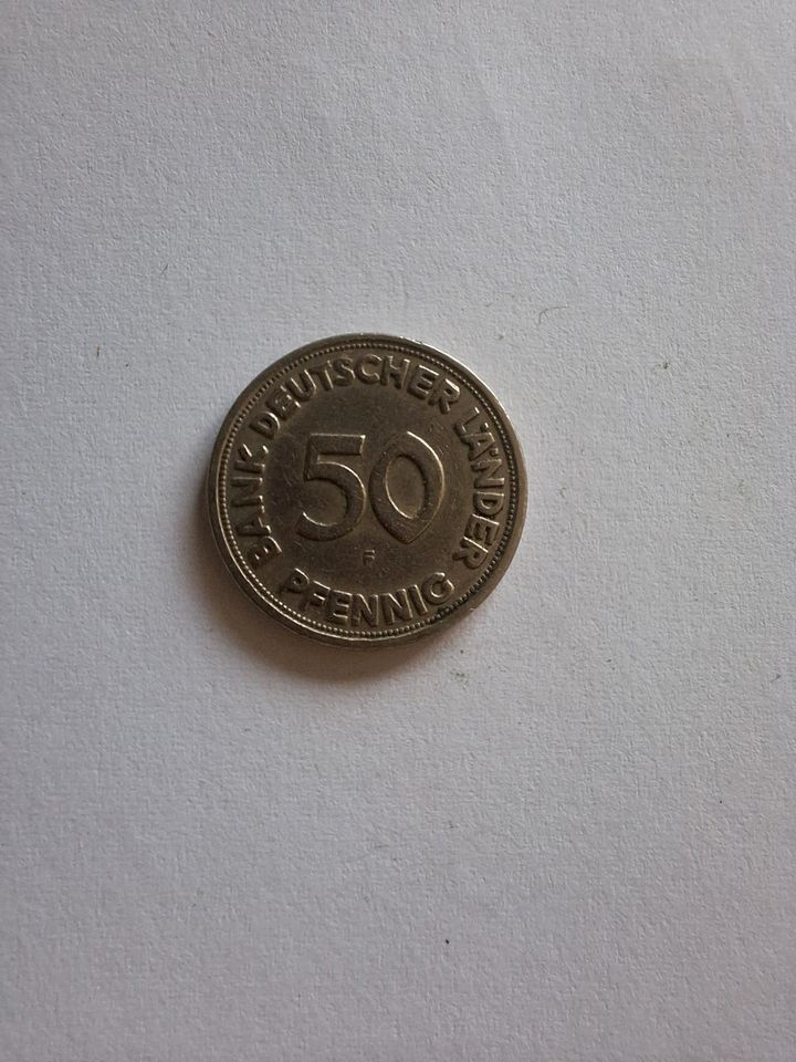 50 Pfennig-Münze "Bank Deutscher Länder" 1949 F in Unkel