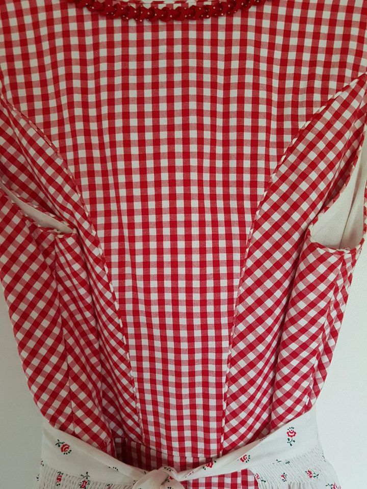 Dirndl lang Trachtenkleid Kleid Gr. 42 Wenger rot/weiß in Velbert