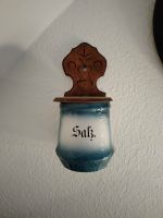 Antik Salz - Behälter, Vorrat, Weiss/Blaue Keramik, Wandhalterung Hessen - Braunfels Vorschau