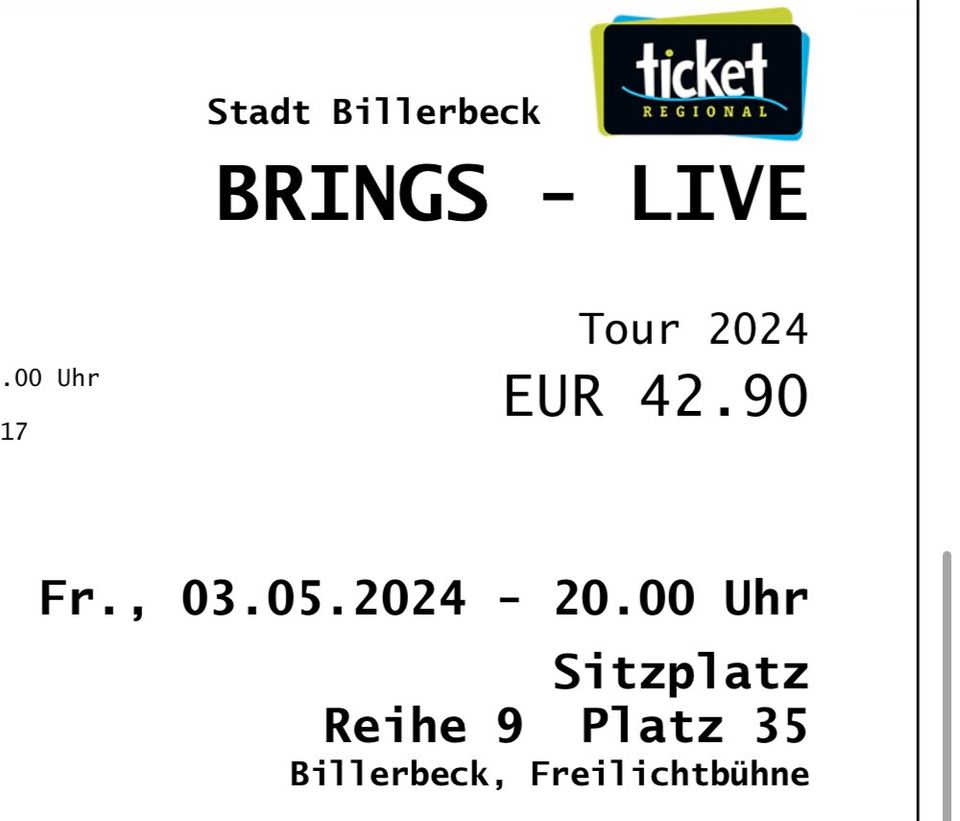 BRINGS - LIVE TOUR 2024 _ Freitag 03.05.2024 in Billerbeck