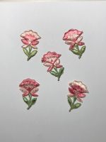 Applikationen vintage 5 gestickte Aufnäher Blumen rosa Kr. München - Unterföhring Vorschau