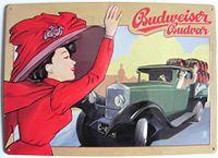 Budweiser Brauerei - Blechschild 30 x 20 cm - Frau & Auto # Sachsen - Eilenburg Vorschau