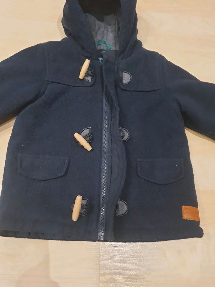 dunkelblauer Fleece Dufflecoat Mantel Staccato Größe 86 (92) in Sande