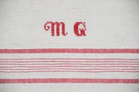 3 alte Leinenhandtücher 120x44  Monogramm MG rote Streifen Niedersachsen - Hilgermissen Vorschau