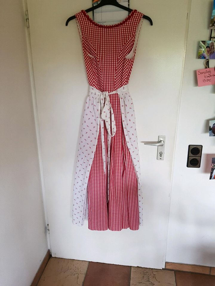 Dirndl lang Trachtenkleid Kleid Gr. 42 Wenger rot/weiß in Velbert