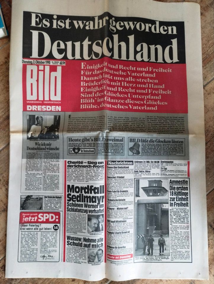 5 Alte Bildzeitung Bild Mauerfall Wiedervereinigung 1990 1989 DDR in Weißensee