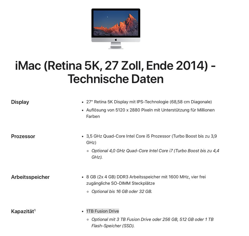 iMac Retina  27" Late 2014 3,5Ghz 24GB Ram 1TB FusionDrive in Radebeul