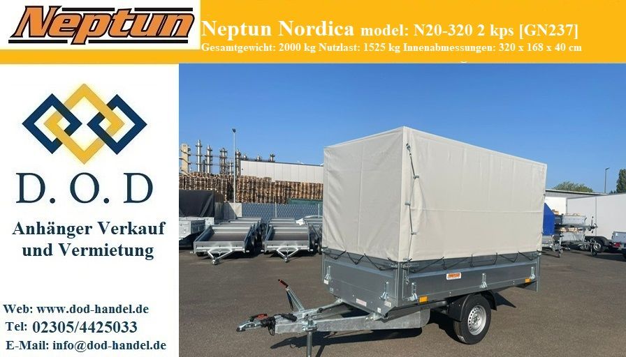 Neptun Nordica 1300kg 1,3t Hochlader mit Plane 2,5 x 1,5m in Castrop-Rauxel