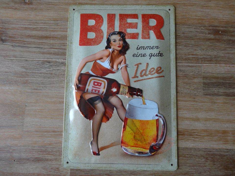 Vintage Werbeschild Bier .. Idee - aus Blech - neuwertig in Markt Schwaben