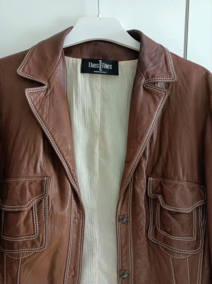 Tolle weiche Designer Lederjacke Cognac wie neu Gr. 38 in Wittlich