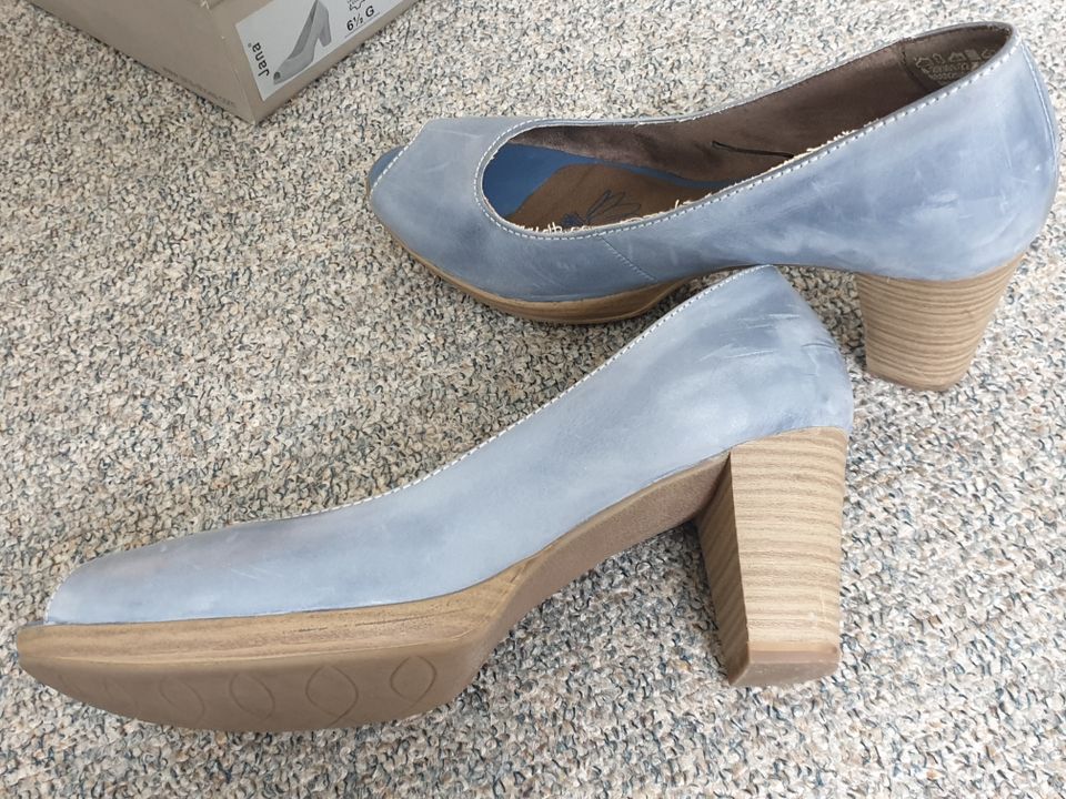 Jana Leder Pumps in Gr. 6 1/2 G blau neuwertig (Gr. 39,5) in Hagen