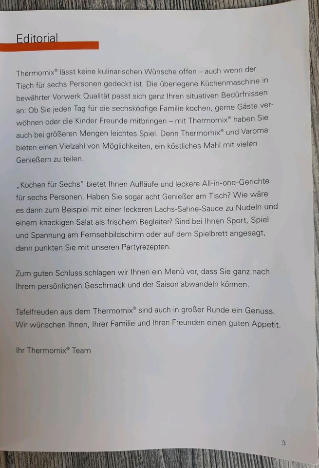Thermomix Rezeptheft "Kochen für Sechs", neu und unbenutzt in Eggenstein-Leopoldshafen