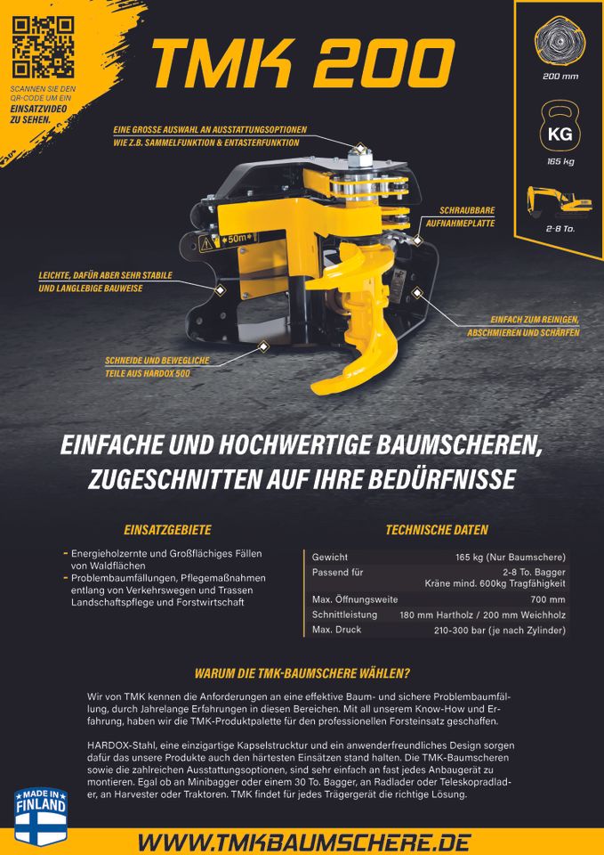 Fällgreifer / Baumschere / Energieholzernte / TMK 200 in Ehekirchen