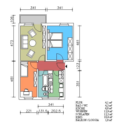 3-Raum-Wohnung mit Balkon und Aussicht ins Grüne in Freital