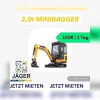 Bagger Vermietung 2t Minibagger Microbagger Mieten Leihen 1,9t Hessen - Steinau an der Straße Vorschau