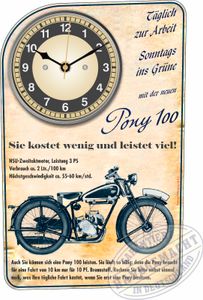 Wanduhr mit DKW Motorradmotiv - auch als Funkuhr