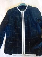 Lederjacke Vera Pelle schwarz/silberne Bordüre elegant Gr. 42 Rheinland-Pfalz - Beltheim Vorschau