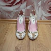 Pumps High Heels 38 weiß glitzer gold Hochzeitsschuhe Brautschuhe Niedersachsen - Bovenden Vorschau