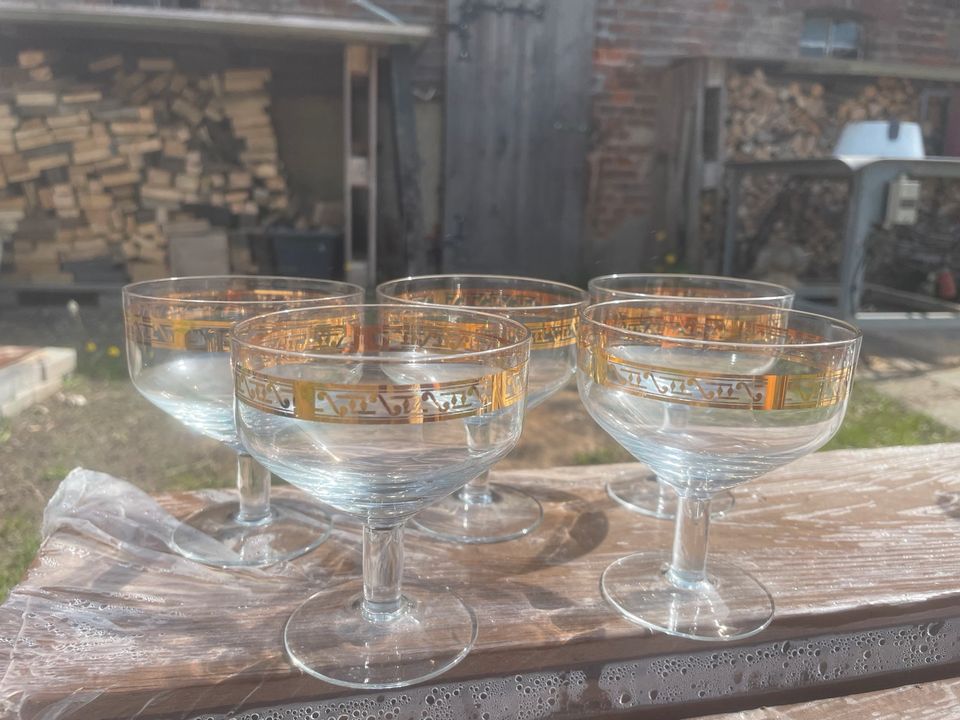 Sektglas Bowleglas Gold 6 Stück vintage in Schulzendorf bei Eichwalde