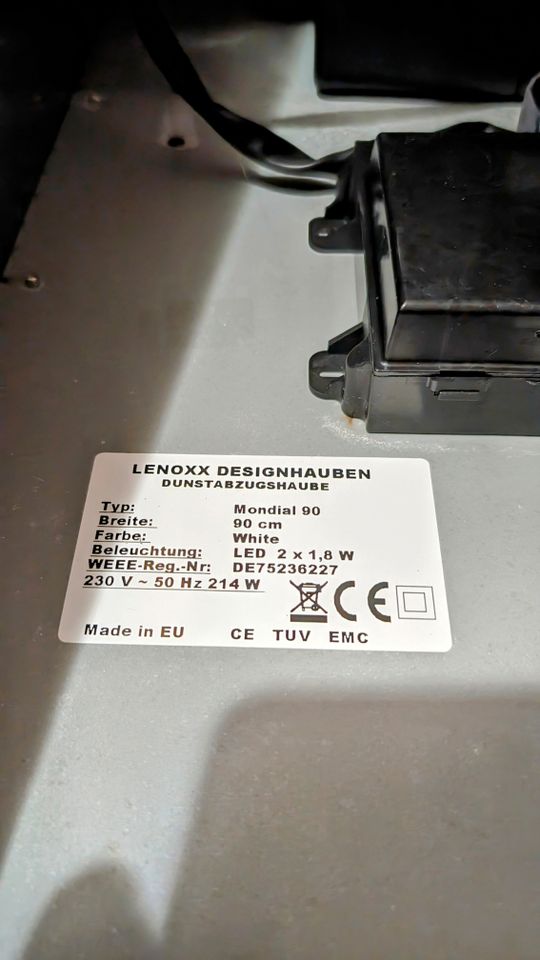 Dunstabzugshaube Lenoxx Mondial 90 weiß in Hamburg