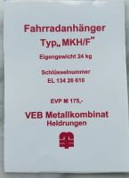 MKH/F DDR Fahrradankänger Typenschild Sachsen - Delitzsch Vorschau