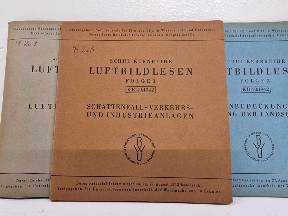 3 Mappen Luftbildlesen Folge 1 - 2 - 3 von 1942 in Heusweiler