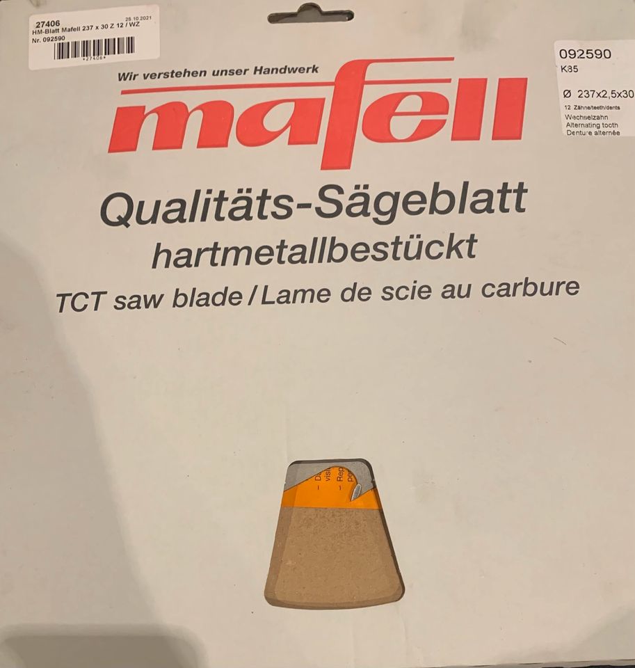 Sägeblatt  237x2,5x30 Mafell Neu in Alt Ruppin