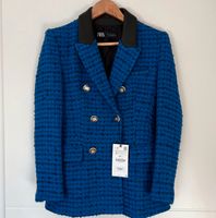 Zara blauer Blazer Strukturmuster Kunstlederdetails Jacke Gr. S Niedersachsen - Wistedt Vorschau