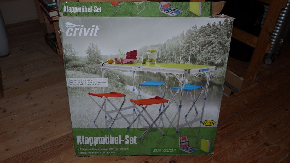 Camping Klappmöbel-Set, 1 mal benutzt! Tisch + 4 Hocher in Osnabrück