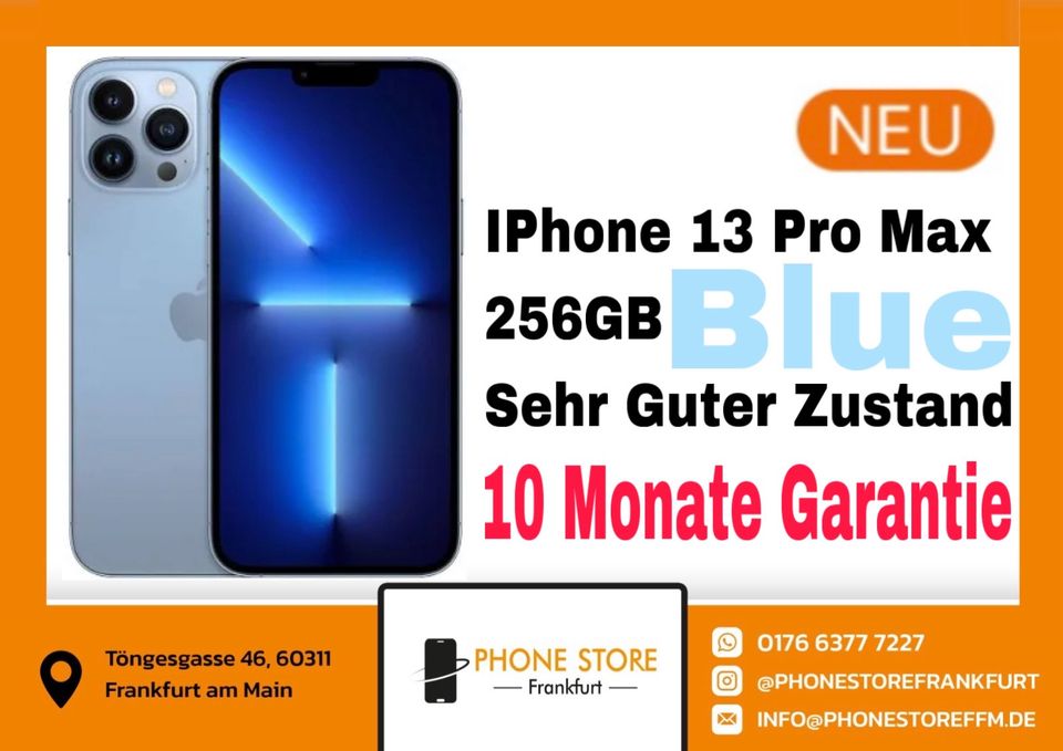 ✴️ iPhone 13 Pro Max / 256GB / Sehr Guter Zustand / Blue ✴️ in Frankfurt am Main