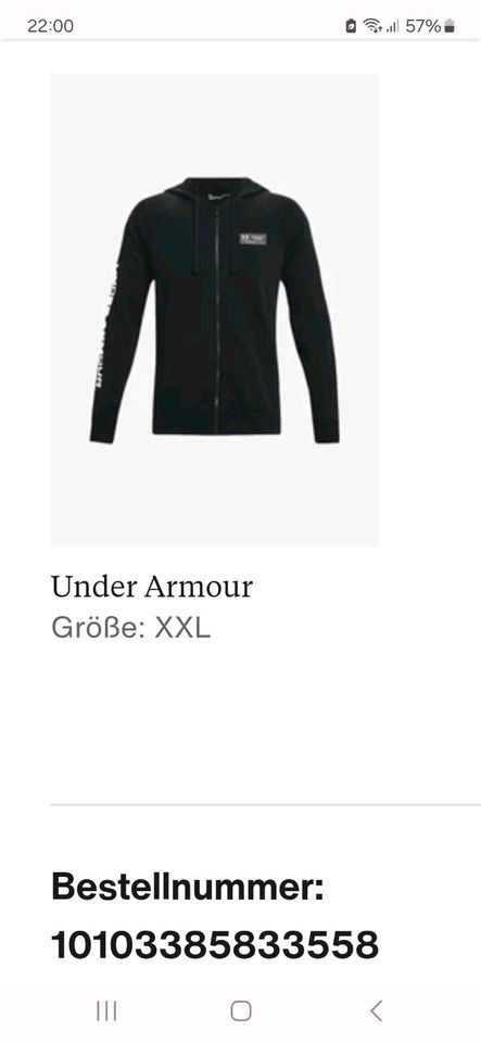 Neu: Under Armour Kapuzenjacke XXL in Willich