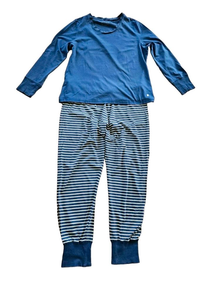 S.OLIVER Damen Pyjama Schlafanzug blau  Schlafhose+Oberteil lang in Mainz