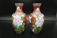 2x Cloisonné-Vasen China floraler polychromer Dekor 21 cm Messing Baden-Württemberg - Schwäbisch Gmünd Vorschau