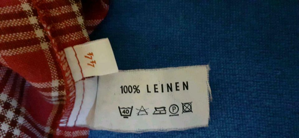 Herren Trachtenhemd, Größe 44, rot, 100 % Leinen in Tännesberg