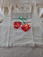 T-Shirt M weiß Cherry Kirschen Glitzer-Details Hessen - Breuna Vorschau
