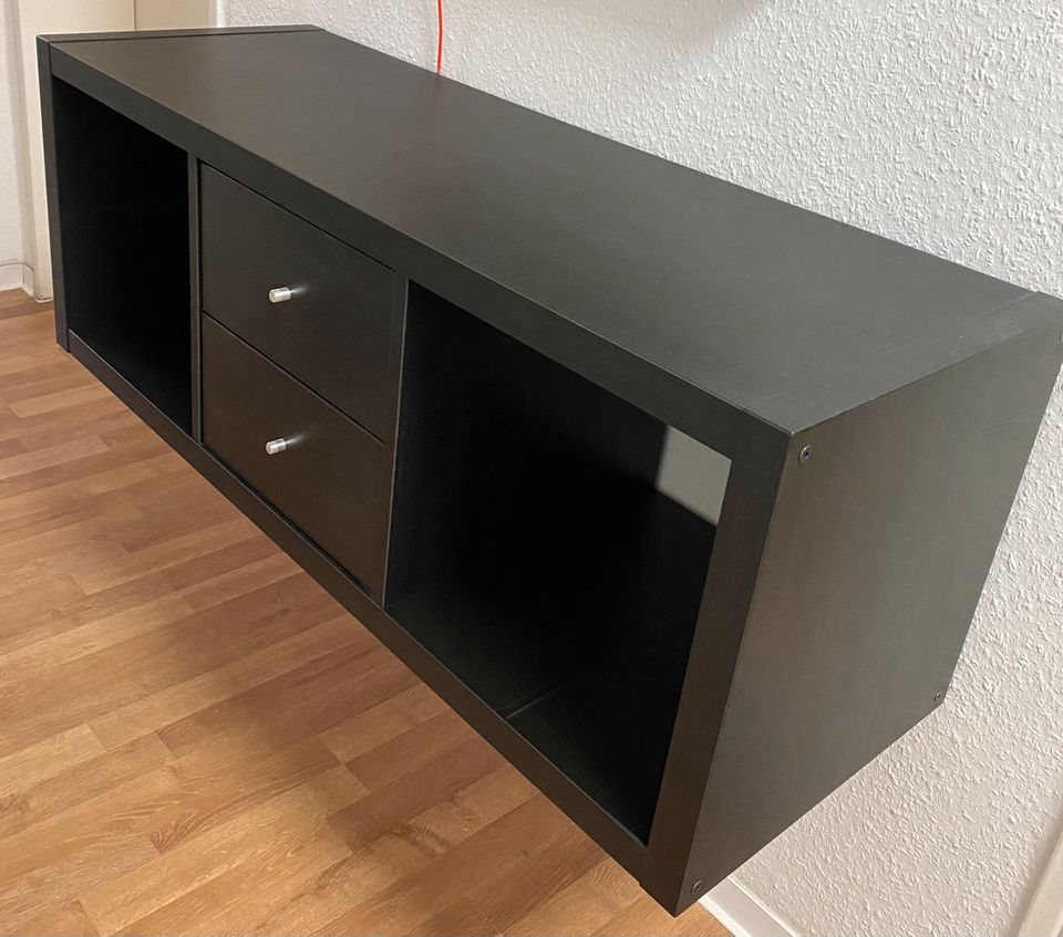 Ikea Kallax Regal schwarzbraun 3 Fächer inkl. Doppelschublade in Neumünster